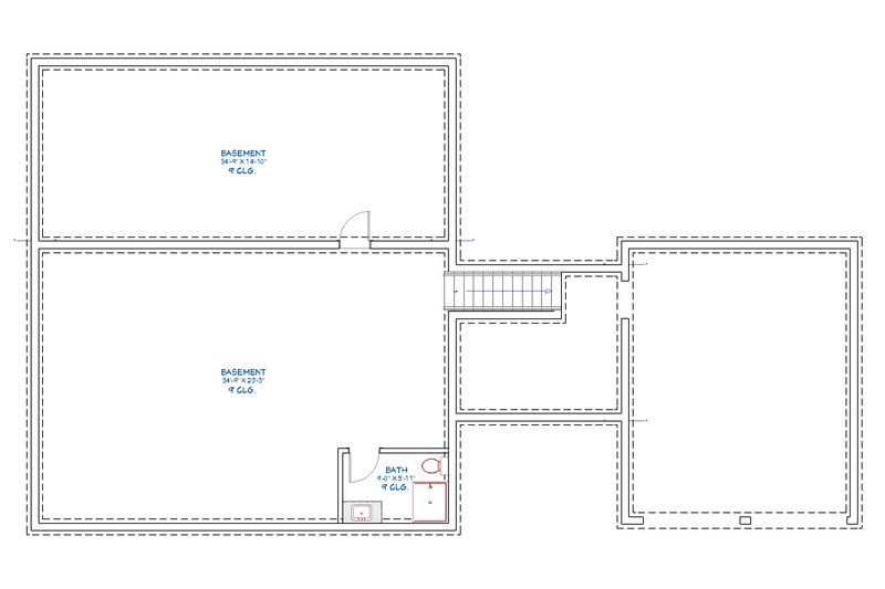 House Blueprint - Floor Plan - Lower Floor for Farmhouse House Plan #1109-26 - 3 bed, 3.5 bath