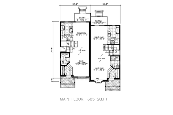 Floor Plan - Main Floor for Cottage House Plan #138-364 - 3 bed, 1.5 bath