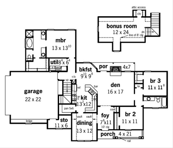 Country Floor Plan - Main Floor Plan #16-249