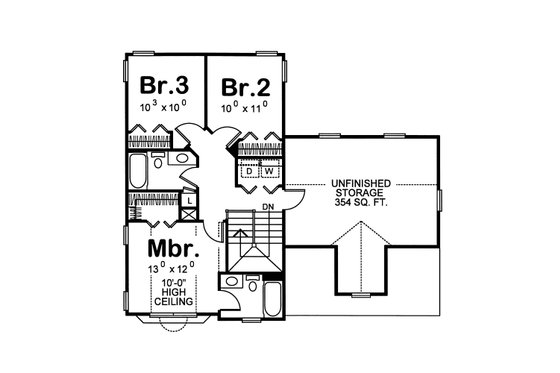 Floor Plan - Upper Floor for Farmhouse House Plan #20-2634 - 3 bed, 2.5 bath