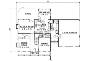 Floor Plan - Main Floor for Southern House Plan #67-600 - 4 bed, 3.5 bath