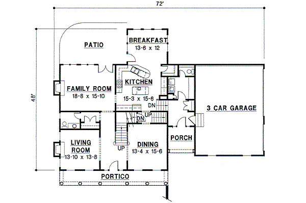 Southern Floor Plan - Main Floor Plan #67-600