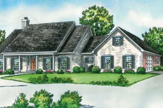 Exterior - Front Elevation for Traditional House Plan #16-211 - 4 bed, 3 bath