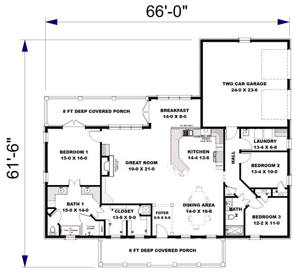 House Blueprint - Farmhouse Floor Plan - Main Floor Plan #44-287