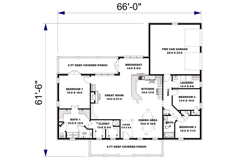 Dream House Plan - Floor Plan - Main Floor 2 for Farmhouse House Plan #44-287 - 3 bed, 2 bath