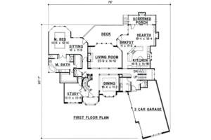 Floor Plan - Main Floor for Traditional House Plan #67-245 - 4 bed, 5 bath