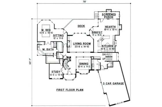 Floor Plan - Main Floor for Traditional House Plan #67-245 - 4 bed, 5 bath