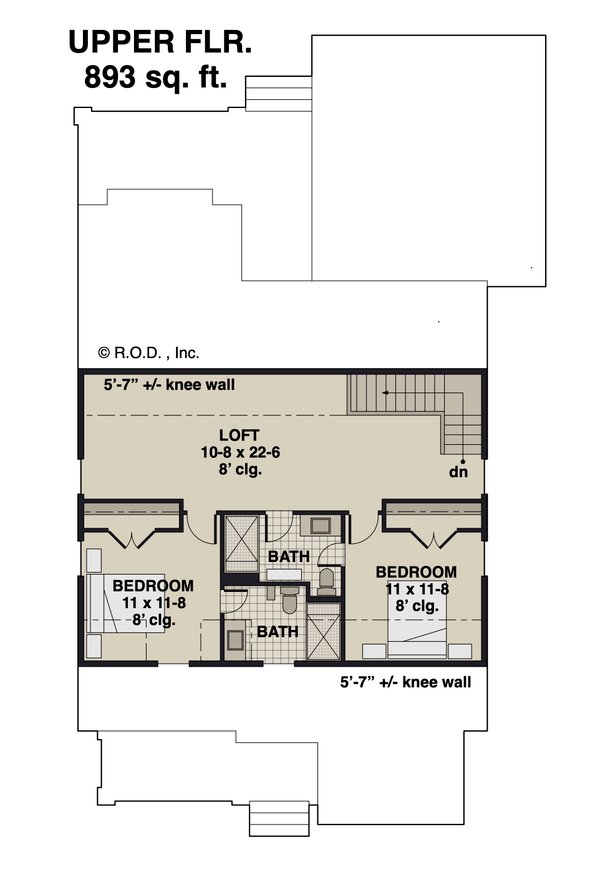 Farmhouse Floor Plan - Upper Floor Plan #51-1261