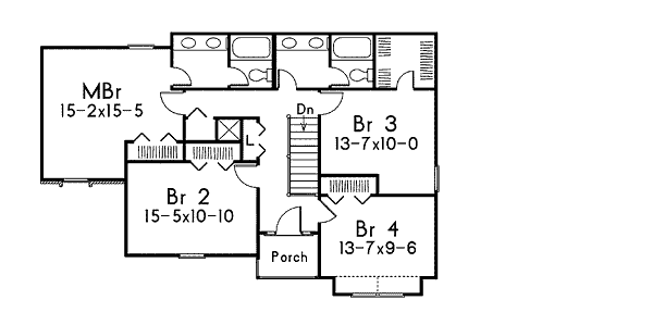 Southern Floor Plan - Upper Floor Plan #57-236
