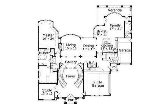 Floor Plan - Main Floor for European House Plan #411-454 - 5 bed, 5.5 bath
