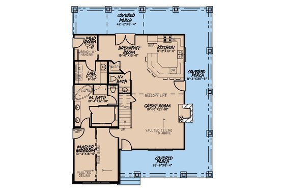 Floor Plan - Main Floor for Craftsman House Plan #923-178 - 3 bed, 2.5 bath