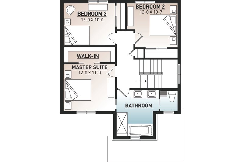 Home Plan - Floor Plan - Upper Floor for Craftsman House Plan #23-2643 - 3 bed, 1.5 bath