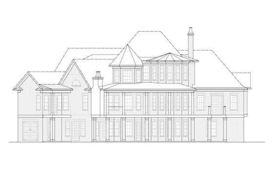 Exterior - Rear Elevation 1 for European House Plan #54-423 - 4 bed, 4.5 bath