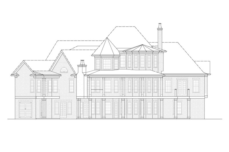 Home Plan - Exterior - Rear Elevation 1 for European House Plan #54-423 - 4 bed, 4.5 bath
