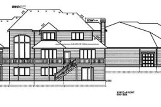 Exterior - Rear Elevation for European House Plan #100-206 - 5 bed, 2.5 bath