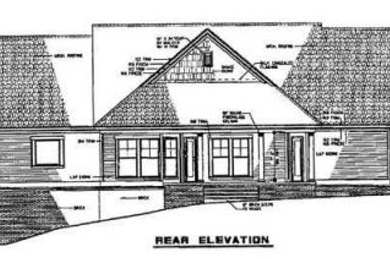 House Blueprint - Exterior - Rear Elevation for Traditional House Plan #17-304 - 4 bed, 2.5 bath