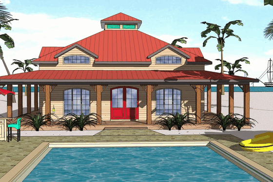 Exterior - Front Elevation for Southern House Plan #8-269 - 1 bed, 1.5 bath