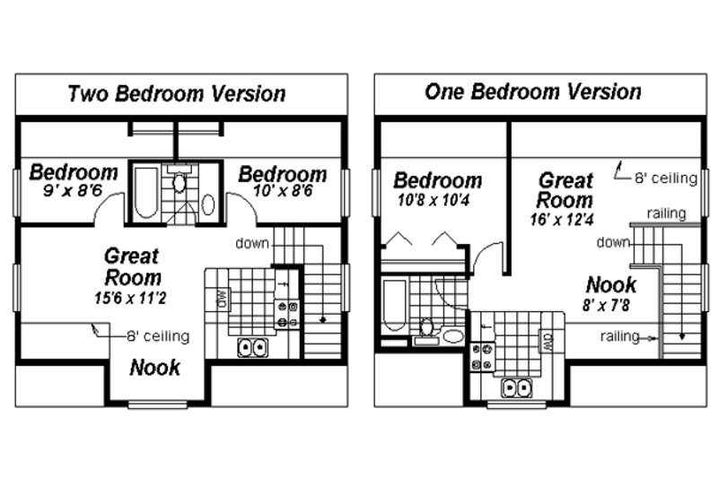 Home Plan - Floor Plan - Upper Floor for Traditional House Plan #18-402 - 2 bed, 1 bath