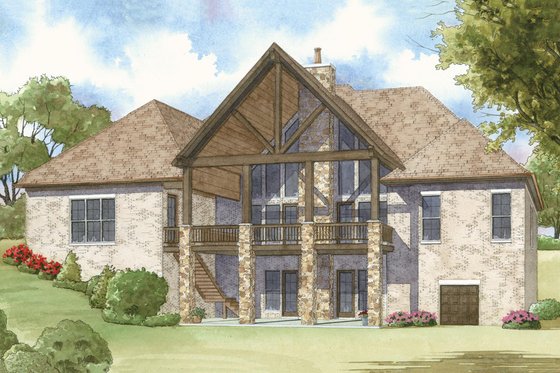 Exterior - Rear Elevation for European House Plan #923-2 - 4 bed, 3.5 bath