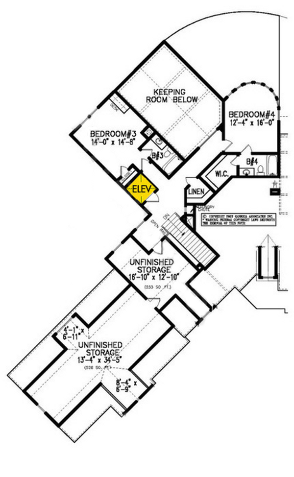 Architectural House Design - Traditional Floor Plan - Upper Floor Plan #54-525