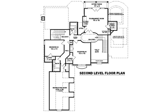 Floor Plan - Upper Floor for European House Plan #81-1178 - 3 bed, 4 bath
