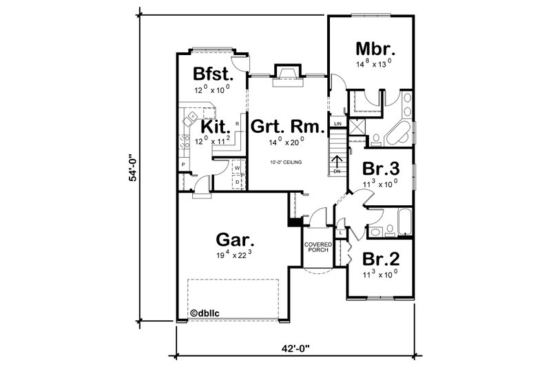 Dream House Plan - Floor Plan - Main Floor for Traditional House Plan #20-109 - 3 bed, 2 bath
