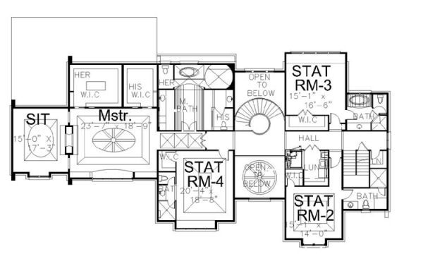 House Blueprint - European Floor Plan - Upper Floor Plan #119-301