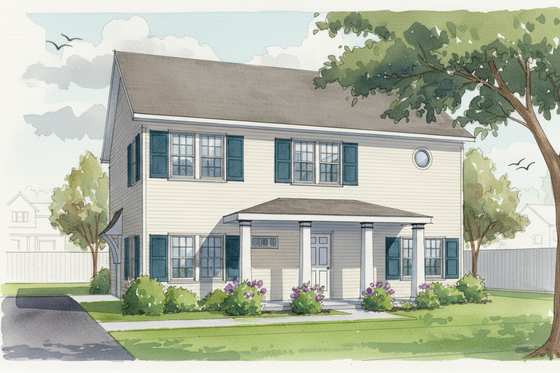 Exterior - Front Elevation for Colonial House Plan #460-12 - 3 bed, 2.5 bath