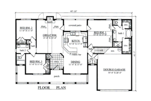 Floor Plan - Main Floor for Farmhouse House Plan #42-352 - 3 bed, 2 bath