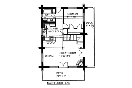 Floor Plan - Main Floor for Log House Plan #117-604 - 2 bed, 2 bath