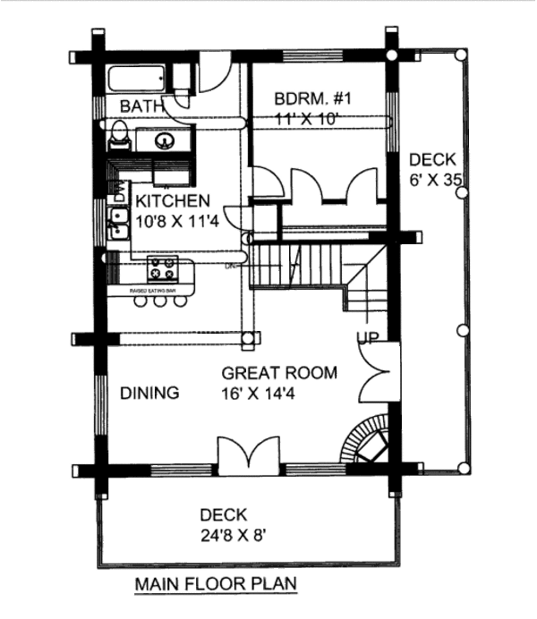 House Blueprint - Log Floor Plan - Main Floor Plan #117-604