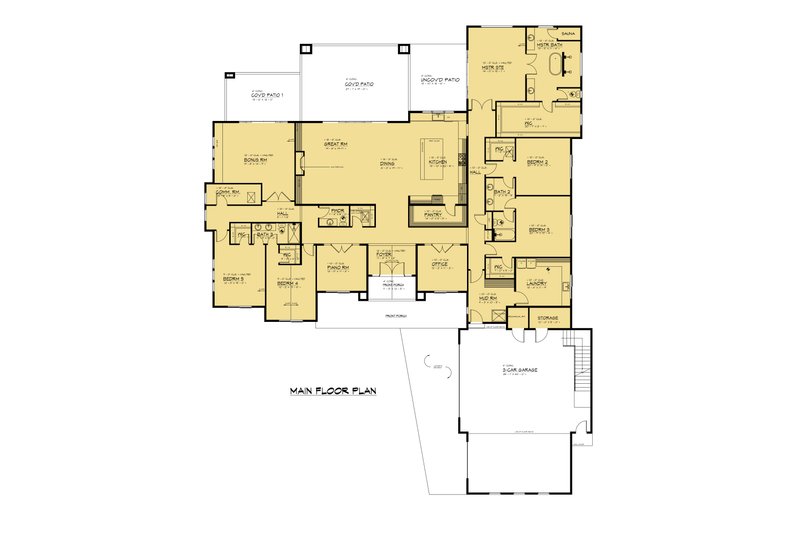 Home Plan - Floor Plan - Main Floor for European House Plan #1066-273 - 6 bed, 4.5 bath