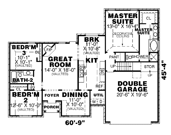 House Plan Design - Southern Floor Plan - Main Floor Plan #34-163