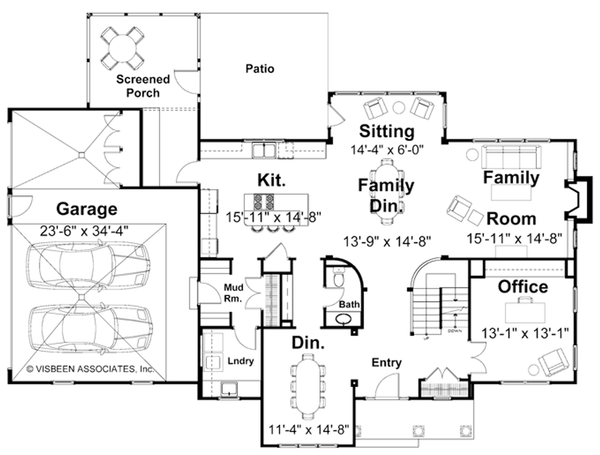 House Plan Design - Floor Plan - Main Floor for Farmhouse House Plan #928-458 - 4 bed, 3.5 bath