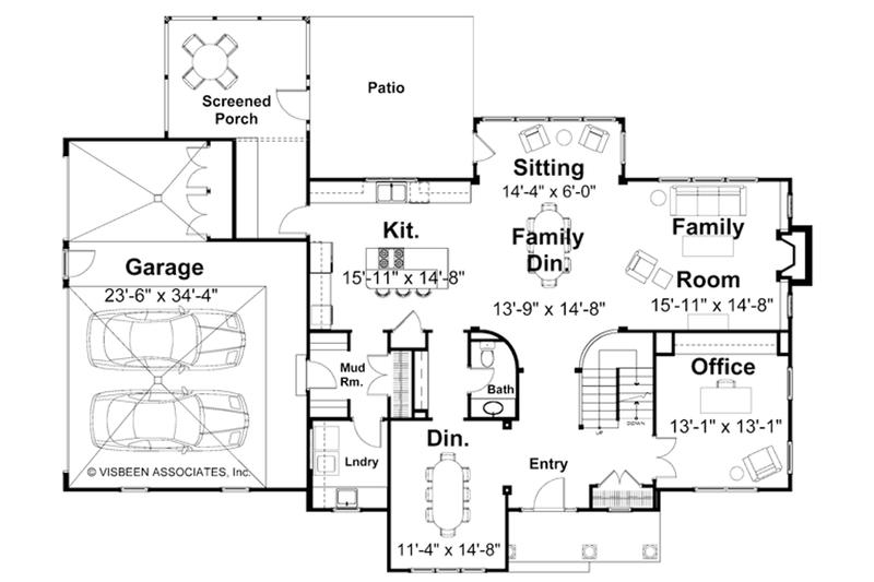 House Plan Design - Floor Plan - Main Floor for Farmhouse House Plan #928-458 - 4 bed, 3.5 bath