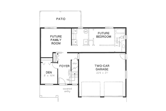 Floor Plan - Lower Floor for Traditional House Plan #18-9231 - 4 bed, 2 bath