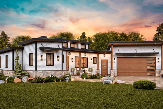 Exterior - Front Elevation 6 for Contemporary House Plan #54-689 - 3 bed, 2 bath
