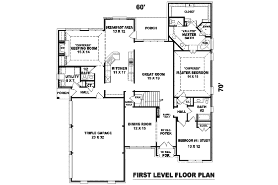 Floor Plan - Main Floor for European House Plan #81-1243 - 3 bed, 3.5 bath