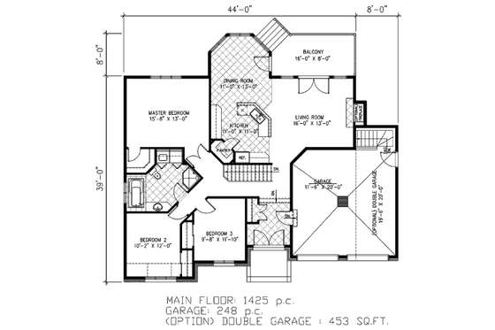 Floor Plan - Main Floor for European House Plan #138-317 - 3 bed, 1 bath