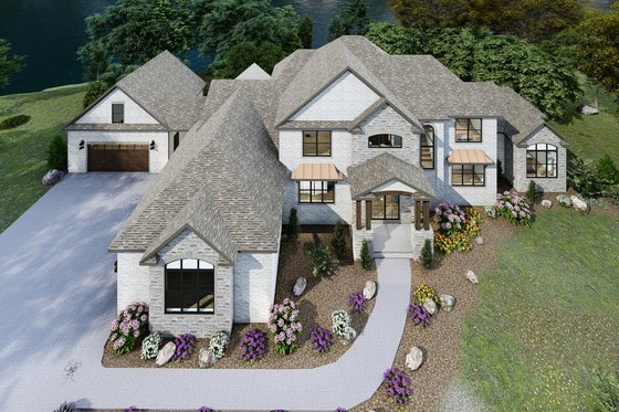 Exterior - Front Elevation 3 for European House Plan #1089-11 - 4 bed, 3.5 bath