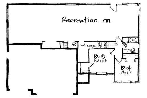 Floor Plan - Lower Floor for Traditional House Plan #308-205 - 4 bed, 3.5 bath