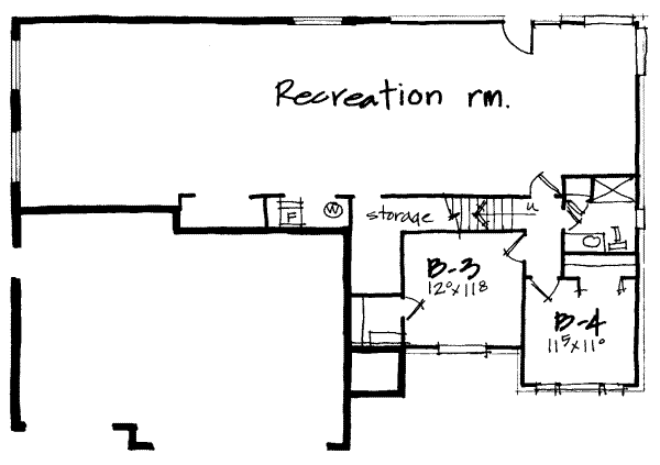 Traditional Floor Plan - Lower Floor Plan #308-205