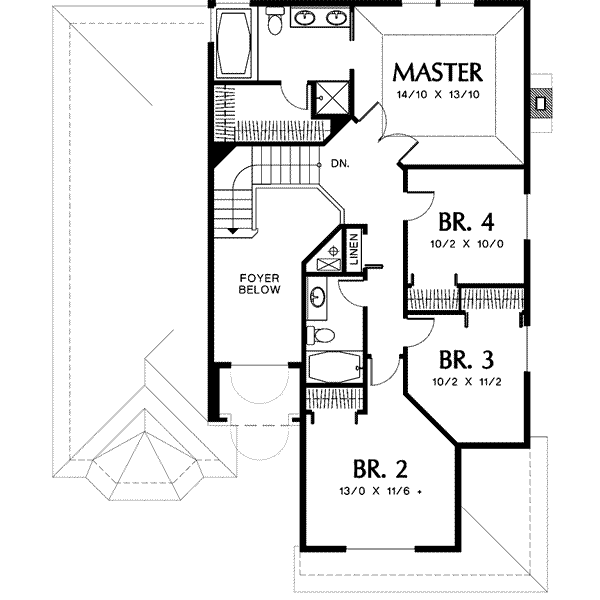 Architectural House Design - Traditional Floor Plan - Upper Floor Plan #48-209