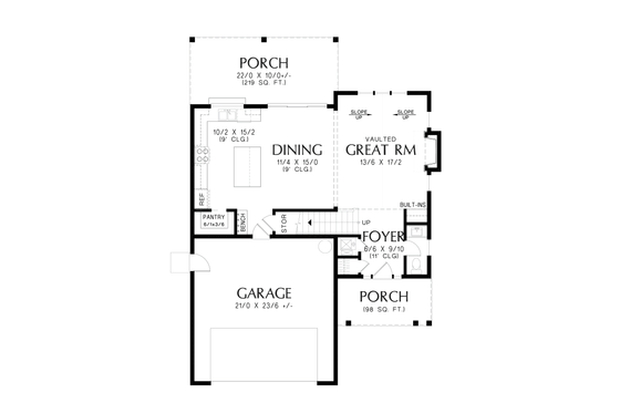 Floor Plan - Main Floor for Farmhouse House Plan #48-1189 - 3 bed, 2.5 bath