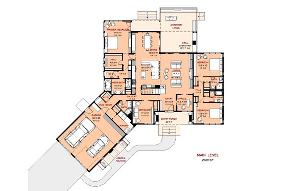 Floor Plan - Main Floor for Contemporary House Plan #917-42 - 4 bed, 5 bath