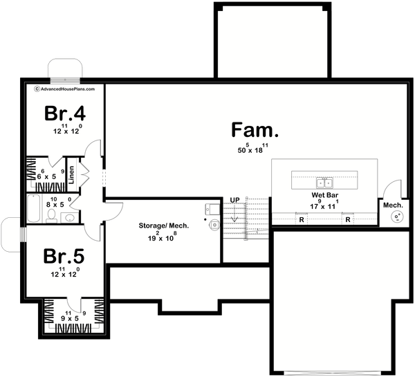 Dream House Plan - Cottage Floor Plan - Lower Floor Plan #455-740