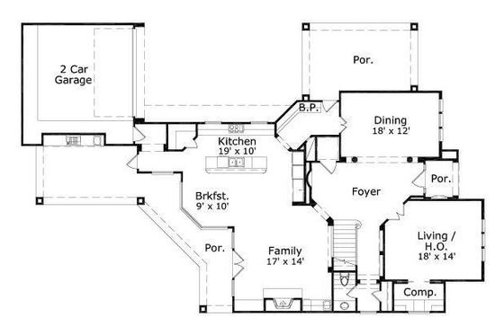 Floor Plan - Main Floor for European House Plan #411-378 - 4 bed, 4.5 bath
