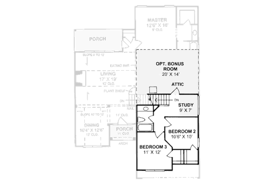 Floor Plan - Upper Floor for Traditional House Plan #20-349 - 3 bed, 2.5 bath