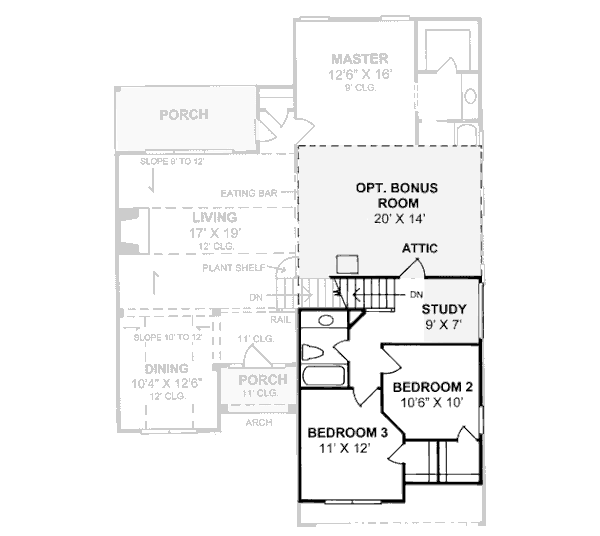 Traditional Floor Plan - Upper Floor Plan #20-349