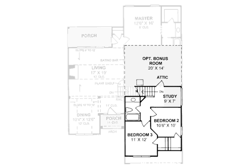 Architectural House Design - Floor Plan - Upper Floor for Traditional House Plan #20-349 - 3 bed, 2.5 bath